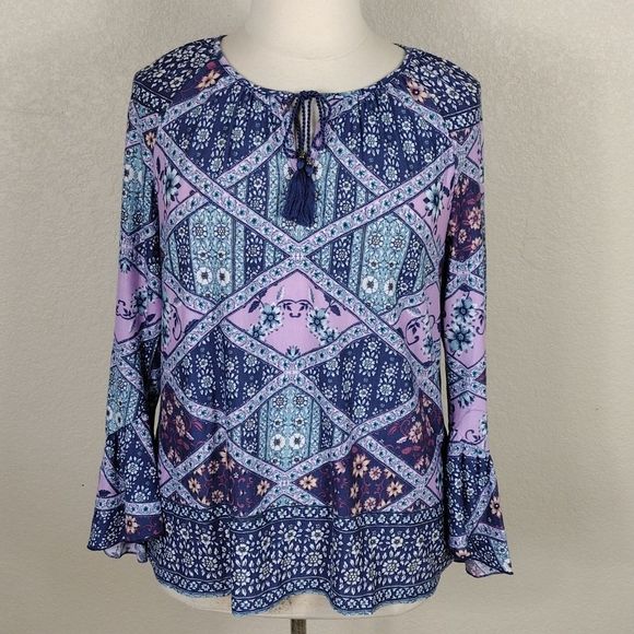 Style & Co. Tops - Style & Co. 🌟 4 For $15 Spring Awakens Floral Tide Multi Flare Cuff Blouse XL